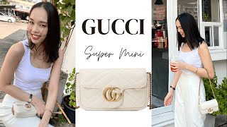 รีวิวกระเป๋า Gucci Supermini Marmont สีขาวละมุน | ใส่อะไรได้บ้าง ดูดสีไหม? ควรระวังอะไรบ้าง?