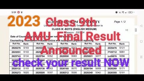 AMU Class 9th Entrance Final list of selection 2023 | All lists (girls and boys) | #amu #aligarh.