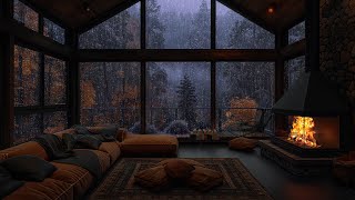 Attic Rainfall & Thunderstorms  Fireplace Cracklings  Cozy Bedroom Ambience for Deep Sleep & Focus