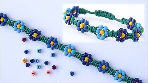 DIY Macrame Style - Pearl Beaded "Flower Pattern" Bracelet - Square/Cobra Sliding Knot - CBYS