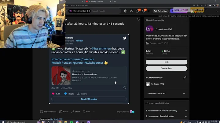 xQc reacts to HasanAbi getting unbanned