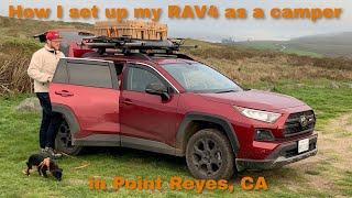 How I set up my RAV4 TRD OFFROAD as a camper // Stealth Camping in my Rav4 in Point Reyes, CA