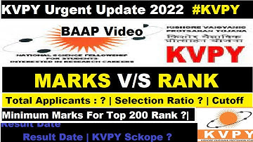 kvpy urgent update 2022| KVPY Marks V/S Rank| Minimum Marks For Top 200 Rank In Kvpy| #kvpy