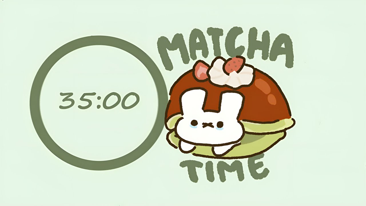 Pomodoro Timer 3x35 | A Matcha Day with Hotot 🍵🍃 | STUDY WITH ME