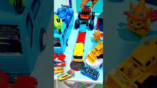 Cool Biggest Monster Truck Pushing Tayo Bus and Friends Into The Hole #bus #monstertruck