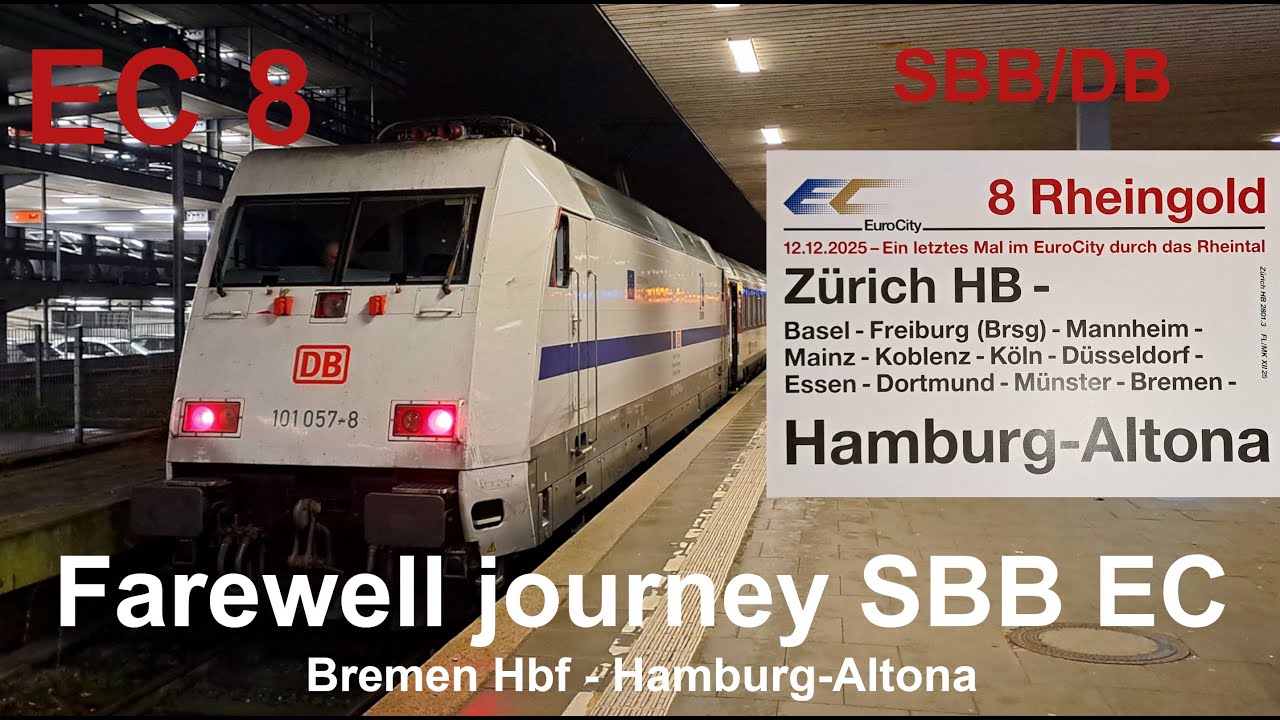 The end of the SBB Eurocitys in Germany -- EC 8 Farewell journey -- Bremen Hbf - Hamburg-Altona [EN]