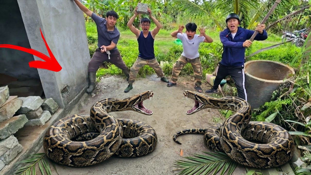 Four Clawed Golden Python Brave Expert Catch 2 Giant Golden Pythons With His Bare Hands - YouTube