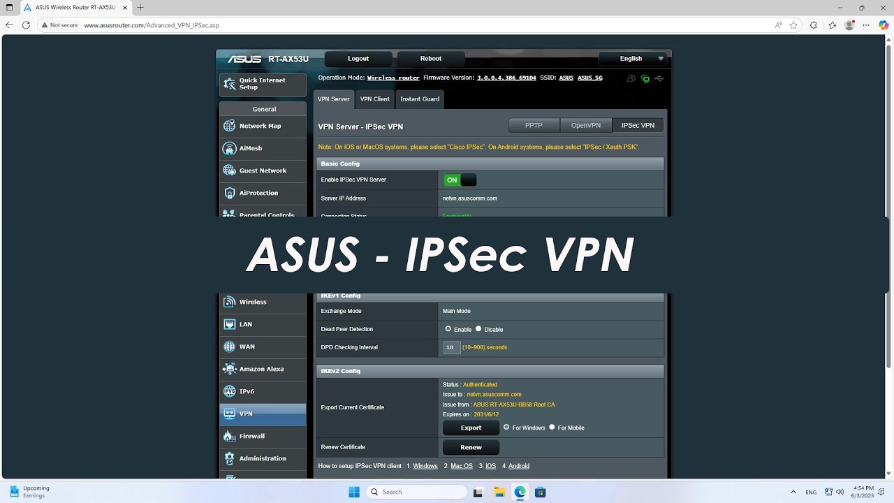 How to use ASUS router as IPsec VPN server