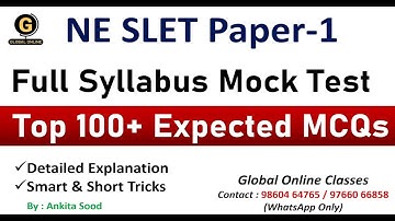 NE SLET Paper 1 Full Syllabus Mock Test | Most Expected MCQ for NESLET Paper  1
