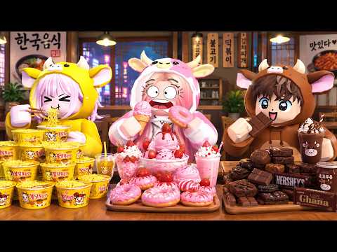 MOMON, MOOCI & MILO SINGLE-COLOR FOOD AND DRINK MUKBANG. SO MUCH FUN!!