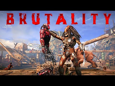 MKXL All The Predator Brutalities, Fatalities, X-Ray & Ending