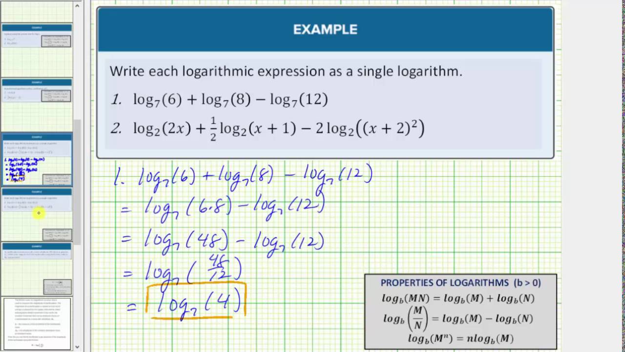 3.3 Part 4: Condensing Logarithmic Expressions