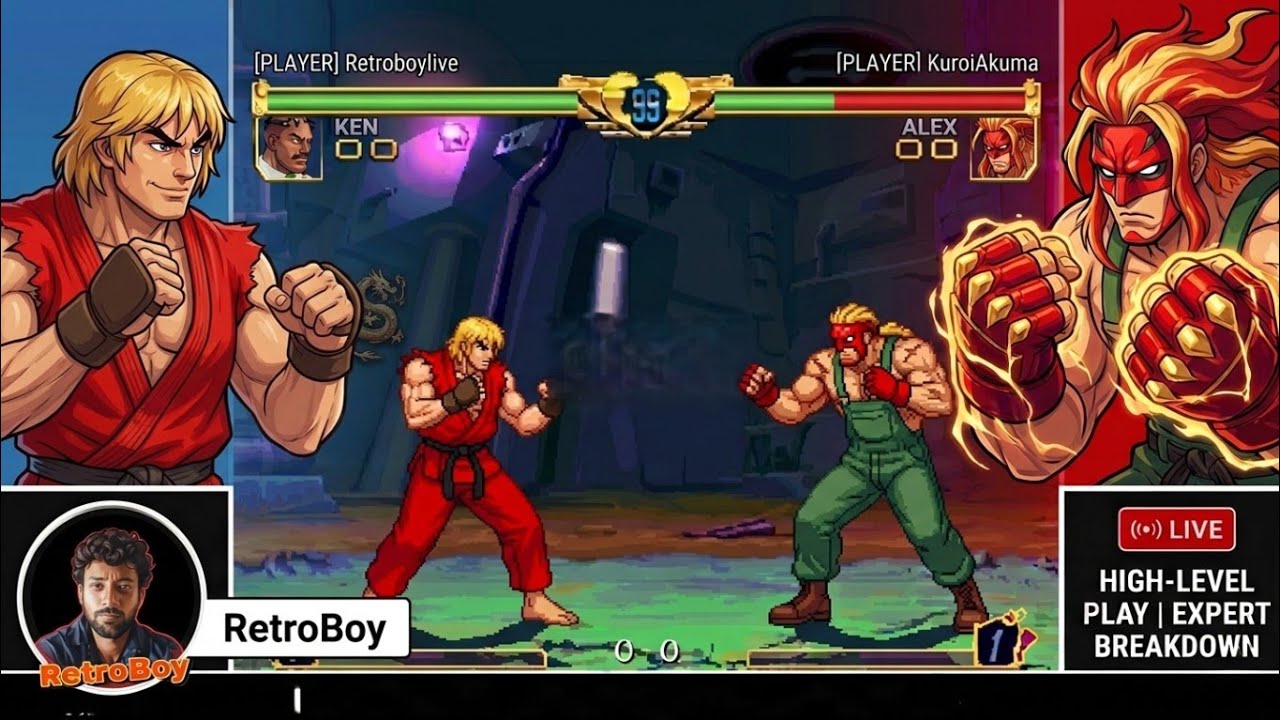 [Street Fighter III: 3rd Strike] RetroboyLive(Ken) Vs KuroiAkuma(Alex) | GGPO | FT-5 Match Replay 