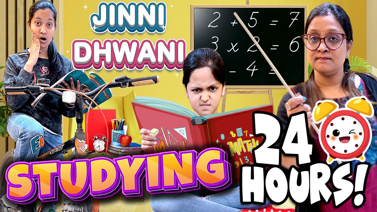 Jinni Dhwani Studying For 24 Hours Challenge   Study Routine   Cute Sisters