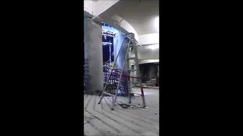 Ladder moving by itself at construction site