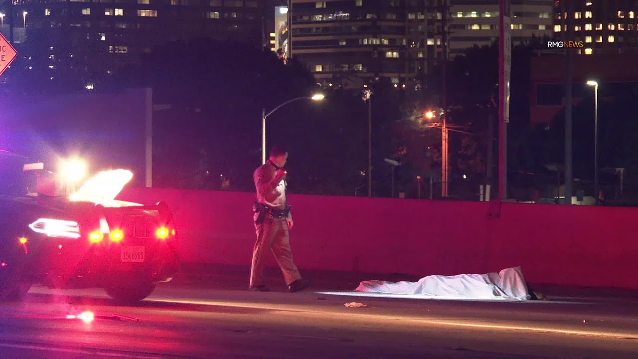West LA: Pedestrian killed in crash on the Southbound 405 freeway at Santa Monica Blvd.