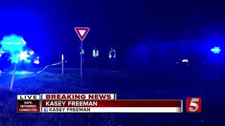 Tractor trailer hauling gasoline overturns on I-40