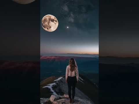 A Girl On A Mountain Photo Girl Mountain Moon Night Youtubeshorts Viral Trendingshorts