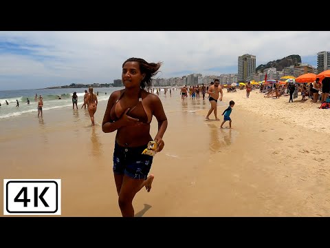 Copacabana Plajı'nda Yürüyüş | Rio de Janeiro, Brezilya | 【4K】 2021 🇧🇷~339
