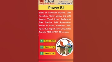 #short #sqlschool #SQL #AzureDataEngineer #PowerBI  New batch alert @ March 3, 2024