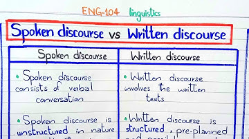 Spoken discourse VS Written discourse #ENG-104  #linguistics #2ndsemester #PU