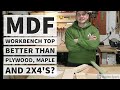 Why is an MDF workbench top better than plywood, 2x4 pine or maple strips?