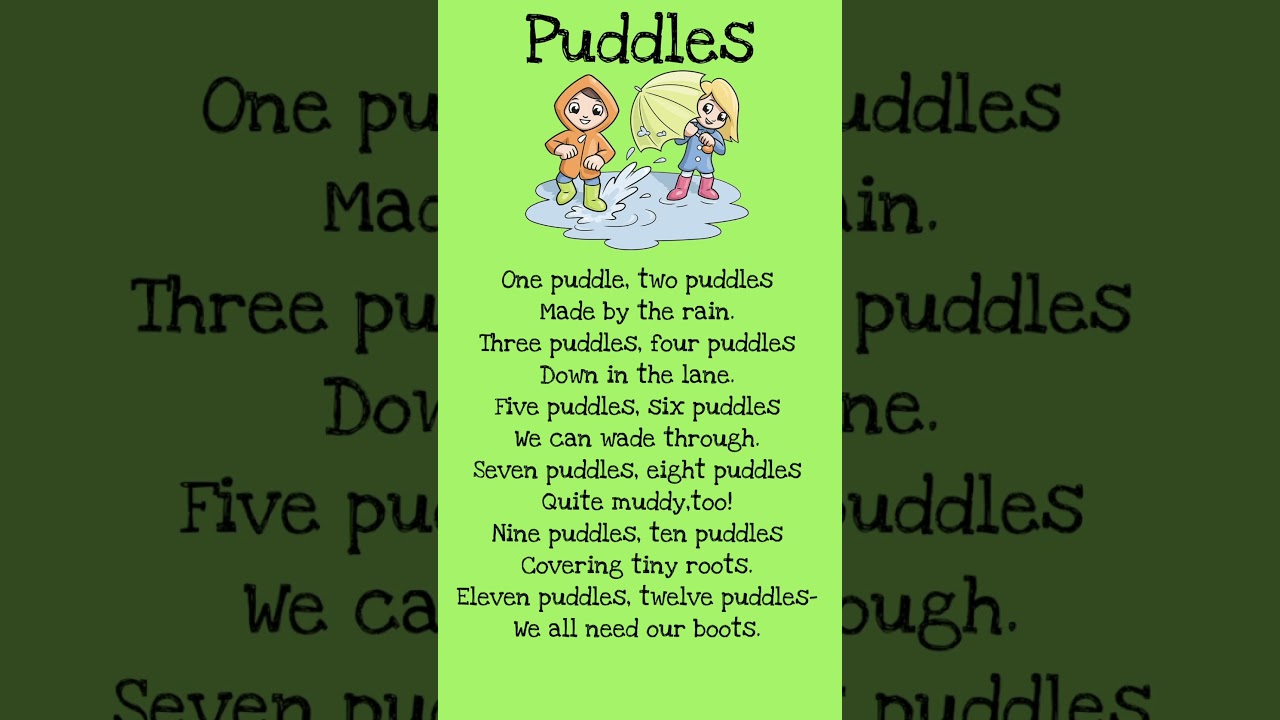 Puddles | poems in English | English poem for kids | 