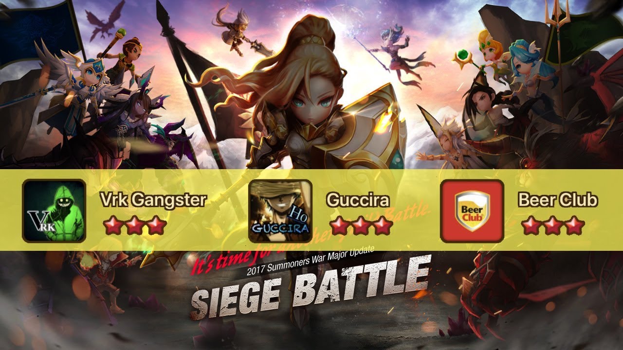 Top 5 Asia Siege Battle: Beer Club vs Vrk Gangster vs Guccira (Runes Showcase) - Summoners War