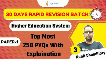 30 Days Rapid Revision Batch | Higher Education System by Rohit Choudhary | Top Most 250 PYQs