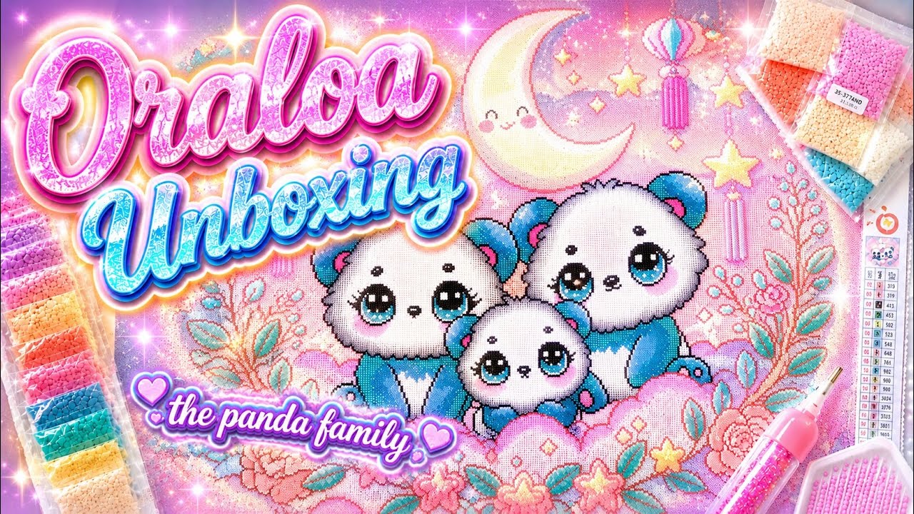 DIAMOND PAINTING ORALOA UNBOXING - The Panda Family 🐼❤️ cuter
