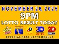 PCSO Lotto 9PM Result November 26, 2025