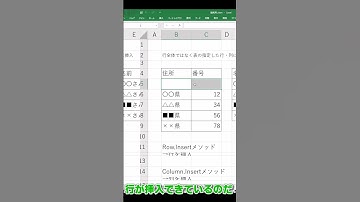【Excel×VBA】表の行列に挿入