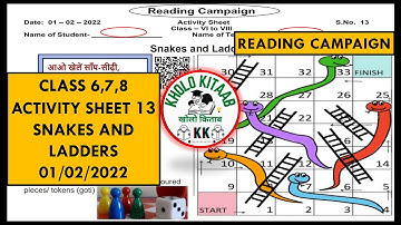 class 6 activity sheet 13 | reading campaign class 6 to 8 | class 7 snakes and ladders activitysheet