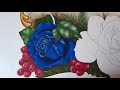 Pintura de uma rosa azul escuro