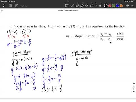 Find linear function when given two function values