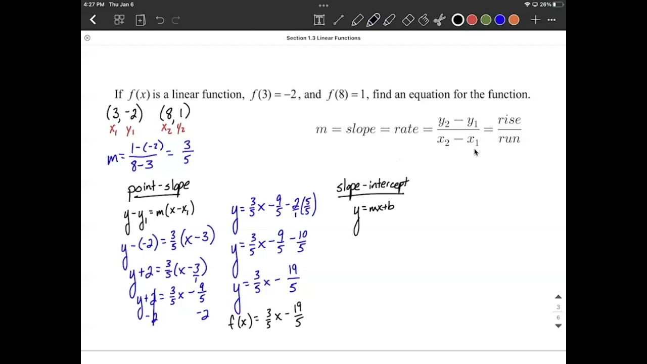 Find Linear Function When Given Two Function Values YouTube Find Linear Function When Given Two Function Values YouTube