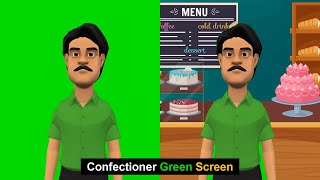 Confectioner Man Character Green Screen | Green Screen | Green BackGround Screen