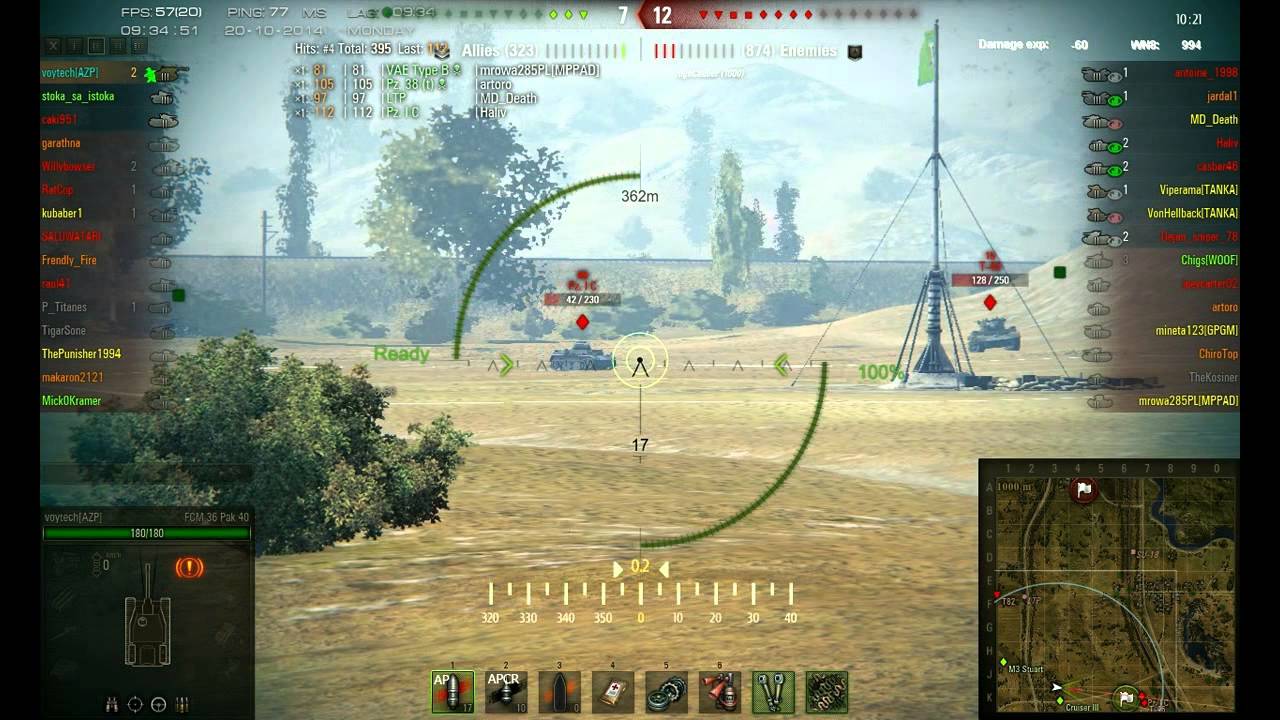 fire effect for video WoT 0.9.3 - FCM 36 Pak 40 - Prokhorovka - Top Gun & High Caliber & Mastery Badge