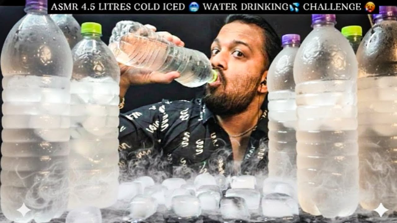 ASMR COLD ICED🥶 WATER DRINKS | 4.5 LITRES COLD DRINKING WATER💦| ICE EATING🧊| DRINKING SOUNDS MUKBANG
