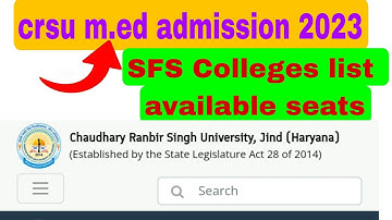 crsu m.ed sfs colleges admission||m.ed colleges list||m.ed fees||m.ed seats||crsu m.ed admission2023
