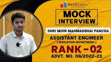 Mock Interview | Moin Pancha | Rank - 02 | Assistant Engineer (Irrigation Department) | WebSankul