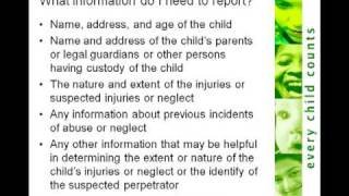 Mandatory Reporting of Suspected Chid Abuse or Neglect Part 2