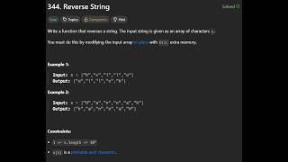 344. Reverse String | Reverse Array | LeetCode | Easy | LeetCode 344