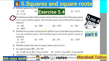8th class maths| chapter 5|Squares and Square roots| Exercise 5.4| Q no 4 |part 6|with notes|