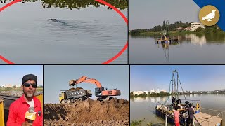 Soil Testing At Mir Alam Tank In Hyderabad For New Cable Bridge Project