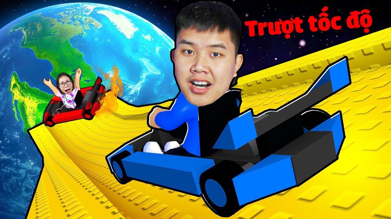 Lái xe lên rồi trượt xuống tốc độ cao xem ai nhanh nhất ? bqThanh Troll Húc Ốc Bay