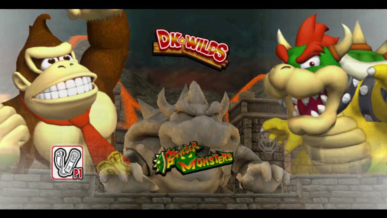Mario Super Sluggers DK Wilds vs Bowser Monsters in Bowser's Castle