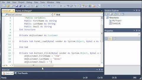 Visual Basic Tutorial - 69 - More On Structures