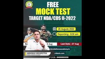 Online+Offline Free Mock Test for Target NDA 2 & CDS 2 2022 by Trishul Defence Academy #ndamocktest