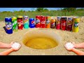 Coca Cola, Different Fanta Cans, Mirinda, Pepsi and Other Sodas VS Mentos in Big Underground!